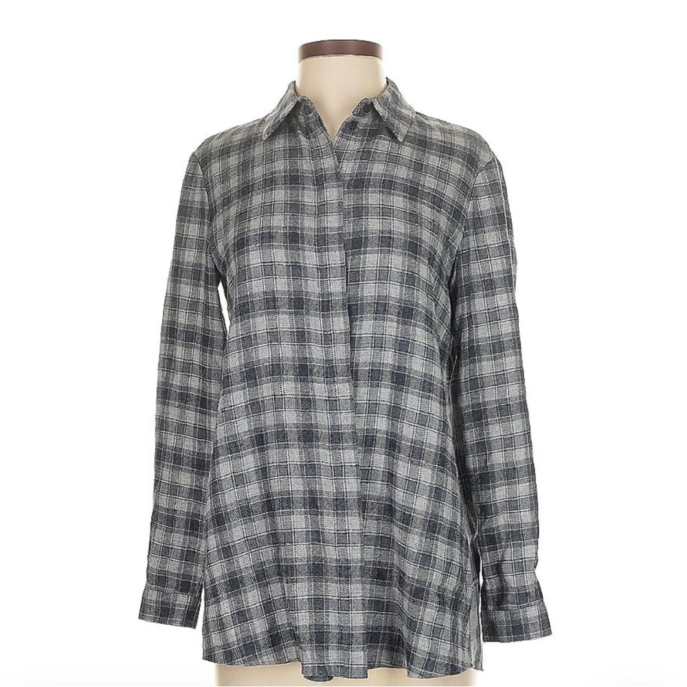 Lafayette 148 New York Blue Plaid Shirt